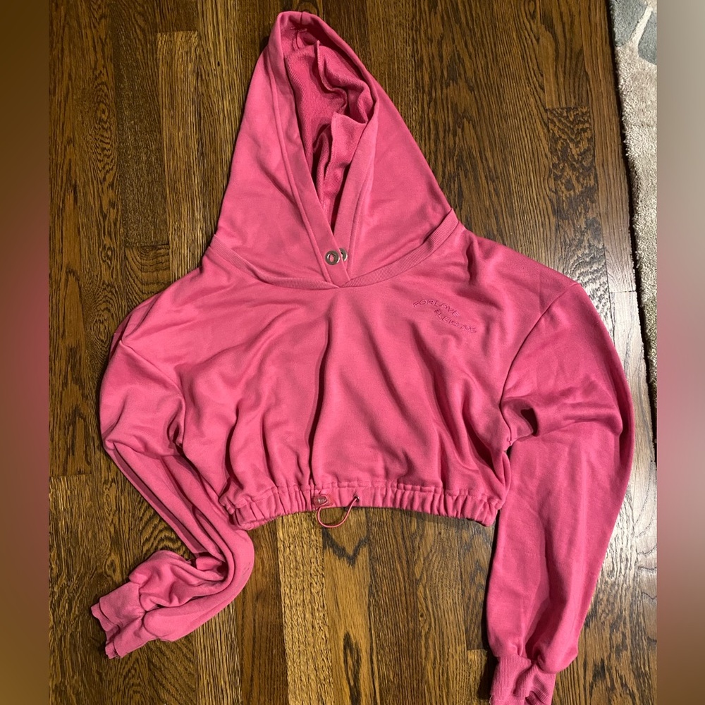 For Love & Lemons Pink Cropped Hooded Women's Top